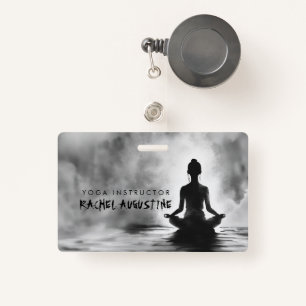 Yoga Meditation Instructor Lotus Pose Ink Painting Badge