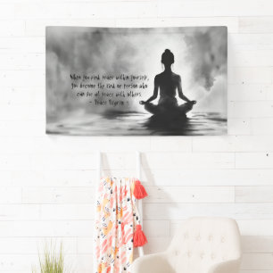 Yoga Meditation Instructor Lotus Pose Ink Painting Banner