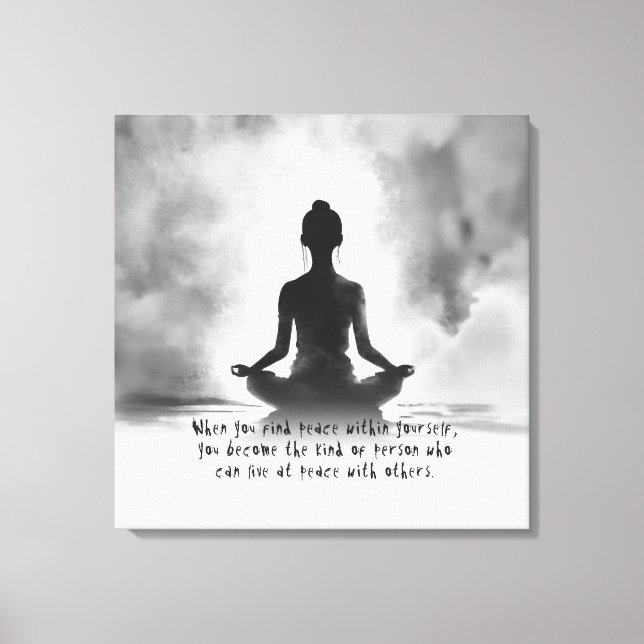 Yoga Meditation Instructor Lotus Pose Ink Painting Canvas Print (Front)