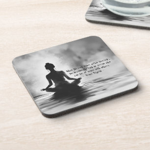 Yoga Meditation Instructor Lotus Pose Ink Painting Coaster