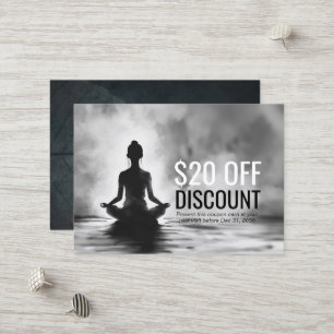 Yoga Meditation Instructor Lotus Pose Ink Painting Discount Card