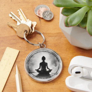 Yoga Meditation Instructor Lotus Pose Ink Painting Keychain
