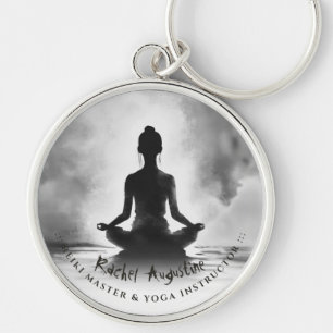 Yoga Meditation Instructor Lotus Pose Ink Painting Keychain