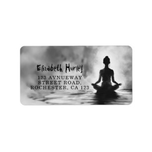 Yoga Meditation Instructor Lotus Pose Ink Painting Label