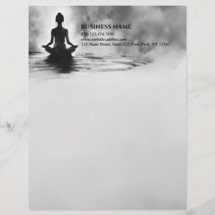 Yoga Meditation Instructor Lotus Pose Ink Painting Letterhead
