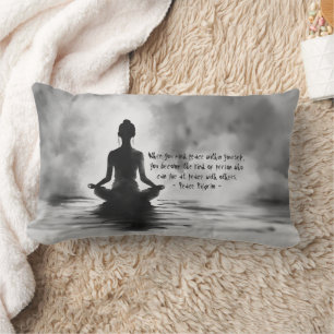 Yoga Meditation Instructor Lotus Pose Ink Painting Lumbar Pillow