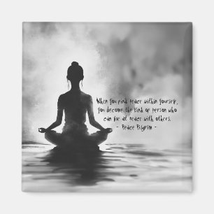 Yoga Meditation Instructor Lotus Pose Ink Painting Magnet