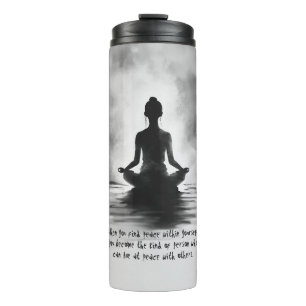 Yoga Meditation Instructor Lotus Pose Ink Painting Thermal Tumbler