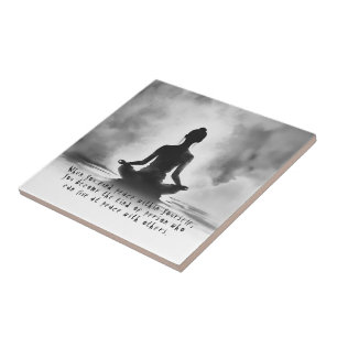 Yoga Meditation Instructor Lotus Pose Ink Painting Tile