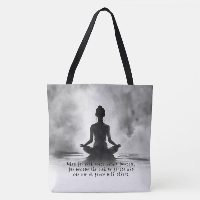 Yoga Meditation Instructor Lotus Pose Ink Painting Tote Bag (Front)