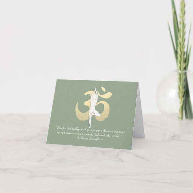 YOGA Meditation Instructor Quote Tree Pose OM Sign Card (Front)