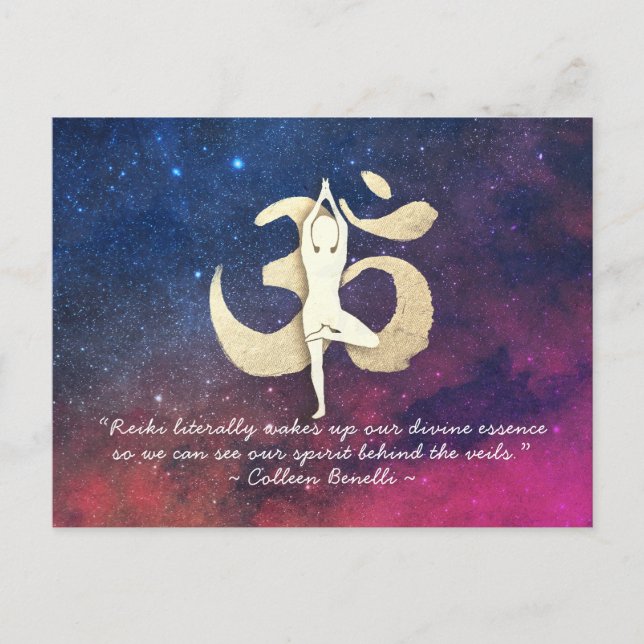 YOGA Meditation Instructor Quote Tree Pose OM Sign Postcard (Front)