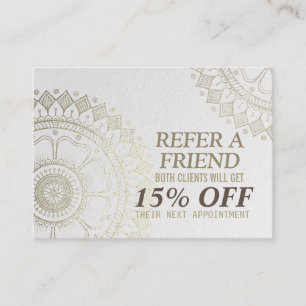 YOGA Meditation Instructor Referral Gold Mandala Card