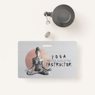 Yoga Meditation Instructor Reiki Master Lotus Pose Badge