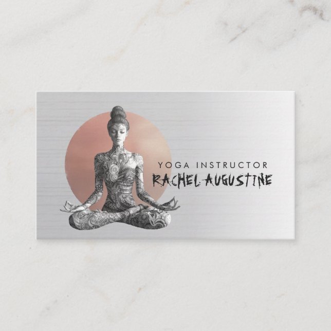 Yoga Meditation Instructor Reiki Master Lotus Pose Business Card (Front)
