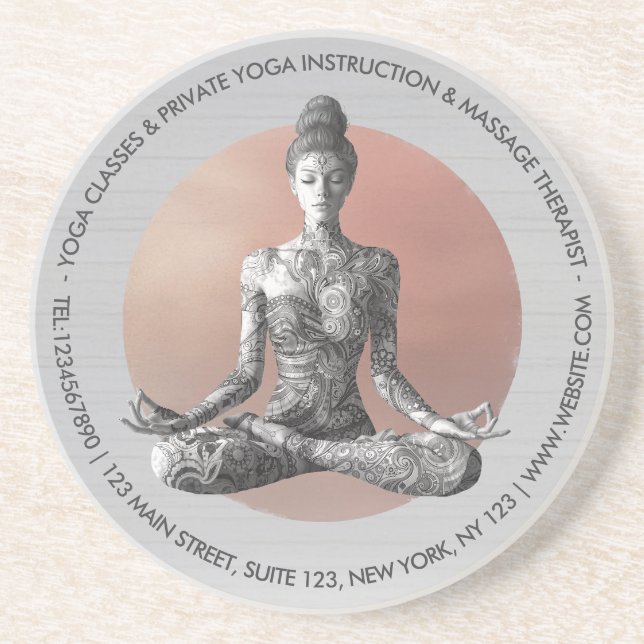 Yoga Meditation Instructor Reiki Master Lotus Pose Coaster (Front)