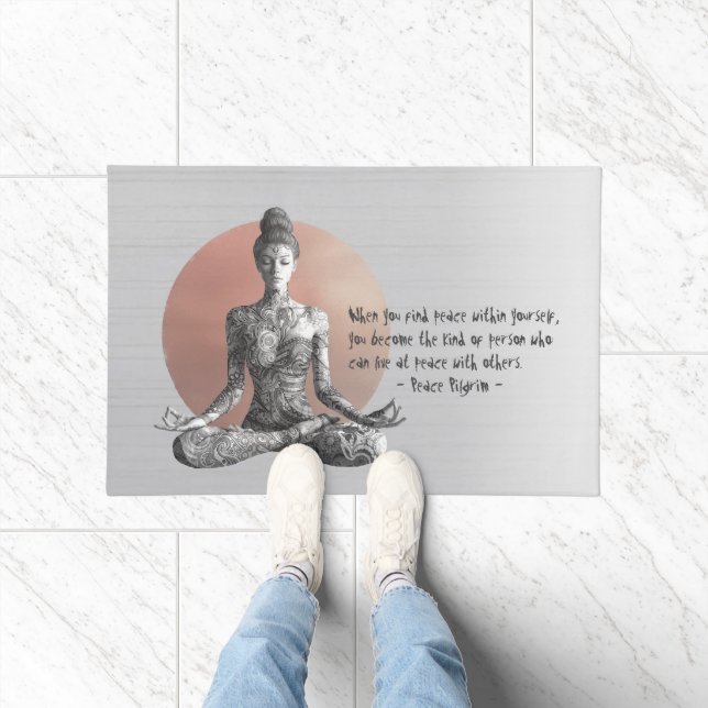 Yoga Meditation Instructor Reiki Master Lotus Pose Doormat (Indoor)