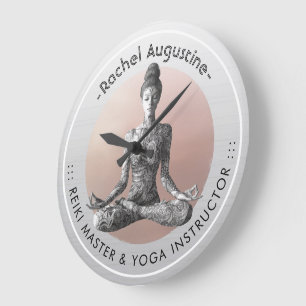 Yoga Meditation Instructor Reiki Master Lotus Pose Large Clock