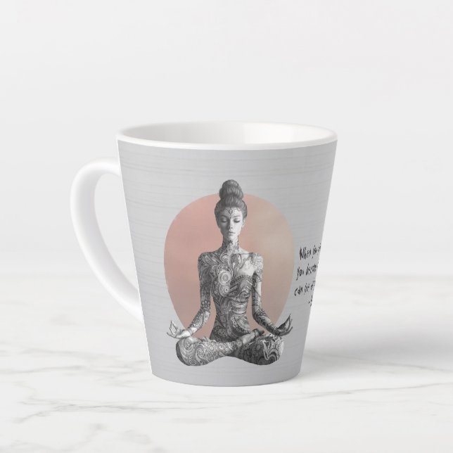 Yoga Meditation Instructor Reiki Master Lotus Pose Latte Mug (Left Angle)
