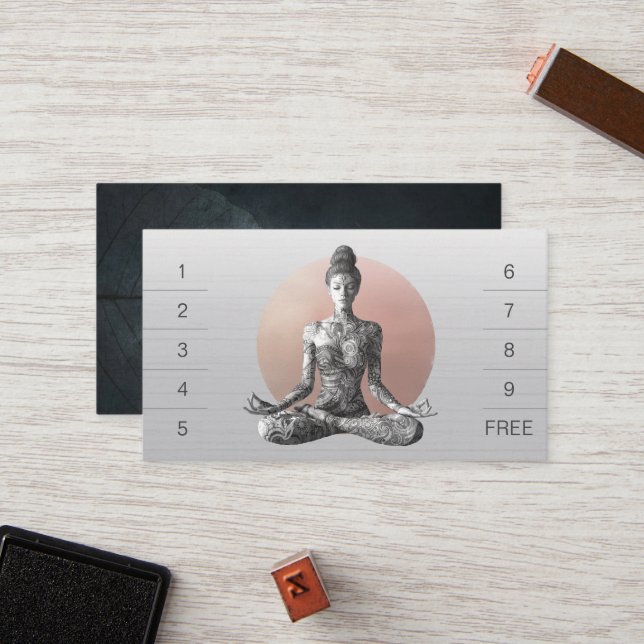 Yoga Meditation Instructor Reiki Master Lotus Pose Loyalty Card (Front/Back In Situ)