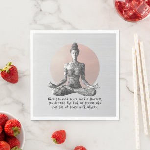 Yoga Meditation Instructor Reiki Master Lotus Pose Napkin