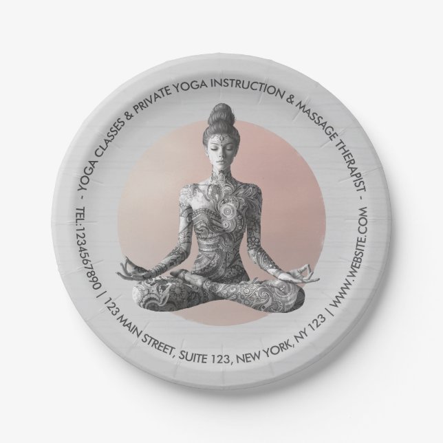 Yoga Meditation Instructor Reiki Master Lotus Pose Paper Plate (Front)