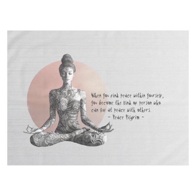 Yoga Meditation Instructor Reiki Master Lotus Pose Tablecloth (Front (Horizontal))