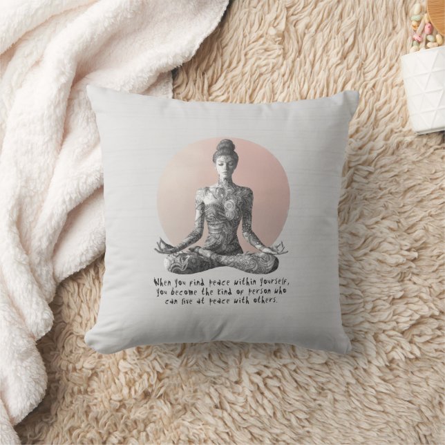 Yoga Meditation Instructor Reiki Master Lotus Pose Throw Pillow (Blanket)