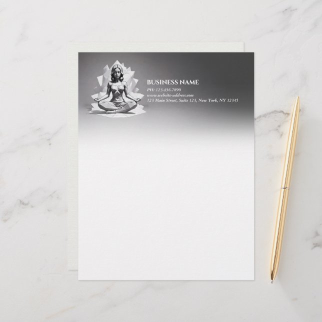 Yoga Meditation Instructor Reiki Master Low Poly Letterhead (Front/Back In Situ)
