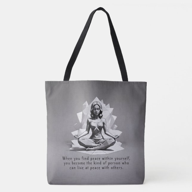 Yoga Meditation Instructor Reiki Master Low Poly Tote Bag (Front)