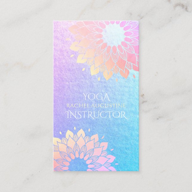 Yoga Meditation Instructor Rose Blue Gold Mandala Appointment Card (Front)