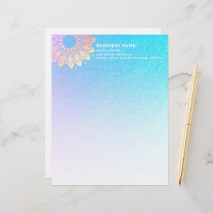 Yoga Meditation Instructor Rose Gold Foil Mandala Letterhead