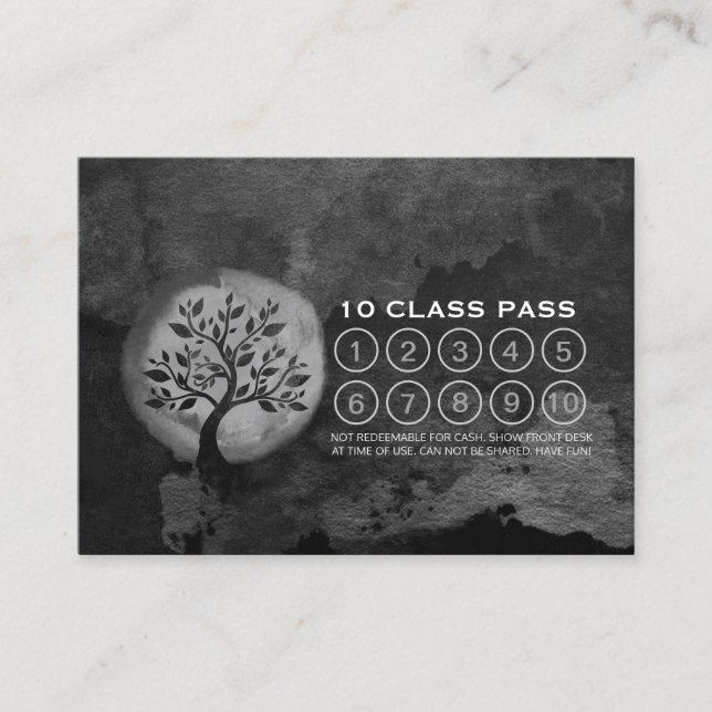 Yoga Meditation Instructor Tree Class Pass Loyalty Card (Front)