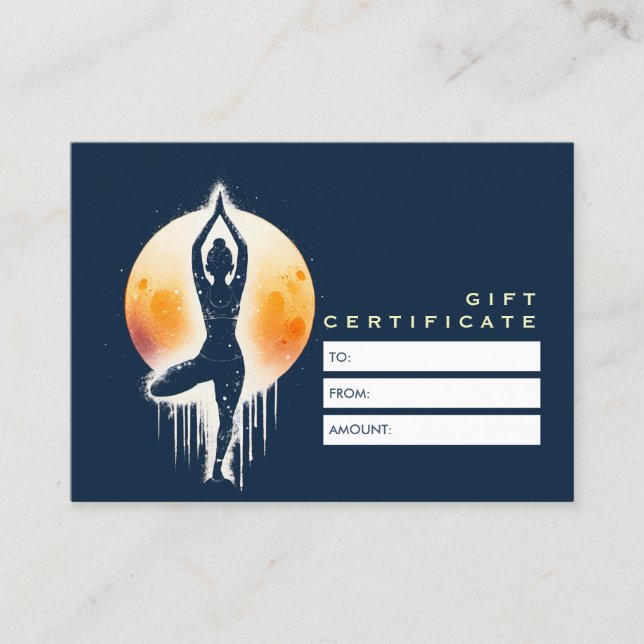 Yoga Meditation Instructor Tree Pose Full Moon Discount Card (Front)