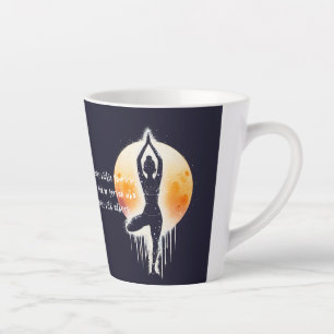 Yoga Meditation Instructor Tree Pose Full Moon Latte Mug