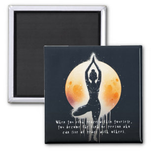 Yoga Meditation Instructor Tree Pose Full Moon Magnet
