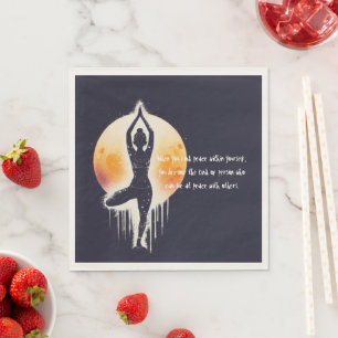 Yoga Meditation Instructor Tree Pose Full Moon Napkin