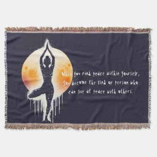 Yoga Meditation Instructor Tree Pose Full Moon Throw Blanket