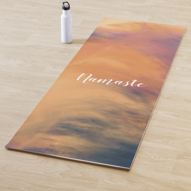 Yoga Meditation Instructor Watercolor Sunset Sky Yoga Mat (In Situ)