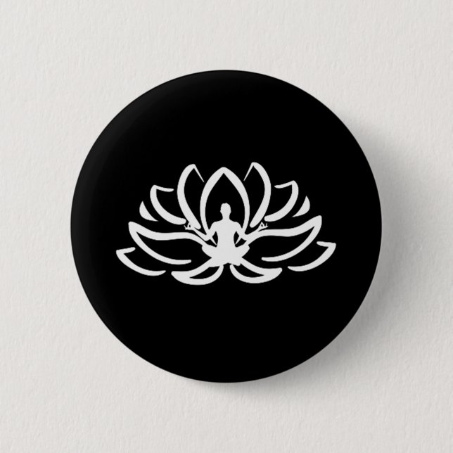 Yoga Meditation Lotus 2 Inch Round Button (Front)