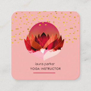 Yoga Meditation Lotus Flower Massage Wellness Square Business Card
