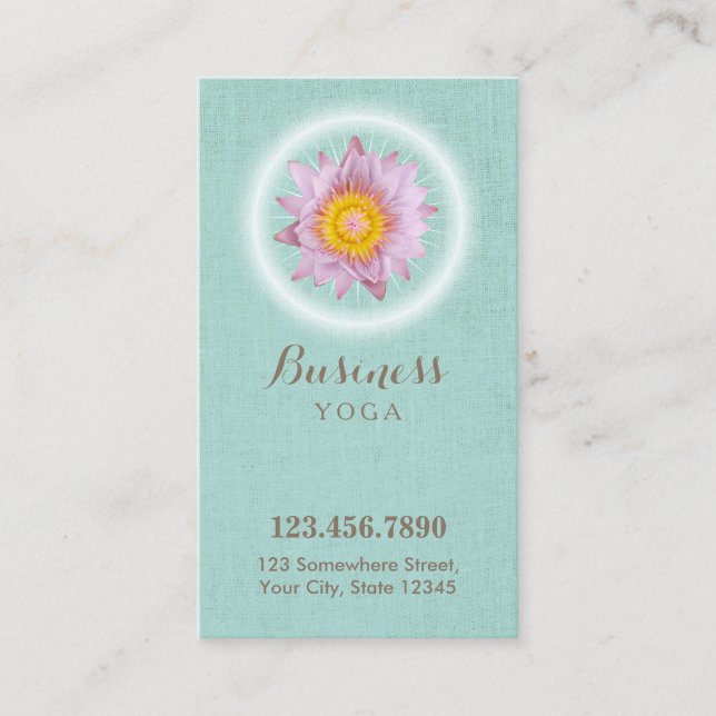 Yoga & Meditation Lotus Flower Mint Linen Loyalty (Front)