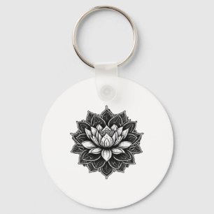 Yoga Meditation Lotus Flower On Mandala Lotus Flow Keychain