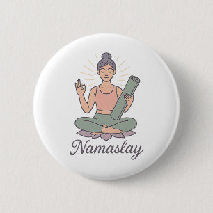 Yoga Meditation Mindfulness Lotus Calm Energy Nama 2 Inch Round Button