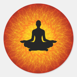 Yoga - Meditation On Mandala Classic Round Sticker