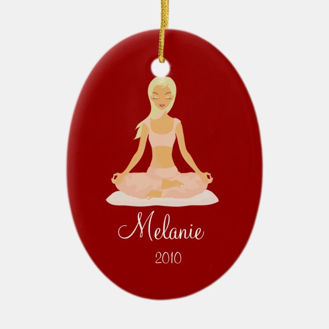 YOGA MEDITATION Personalized Christmas Ornament (Front)
