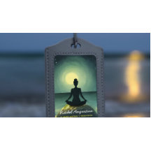 Yoga Meditation Pose on Rock Full Moon Stars Night