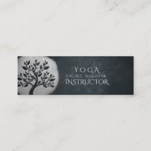 Yoga Meditation Reiki Instructor Black Silver Tree Mini Business Card