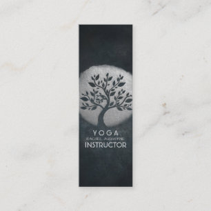 Yoga Meditation Reiki Instructor Black Silver Tree Mini Business Card