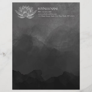 YOGA Meditation Reiki Instructor Black White Lotus Letterhead